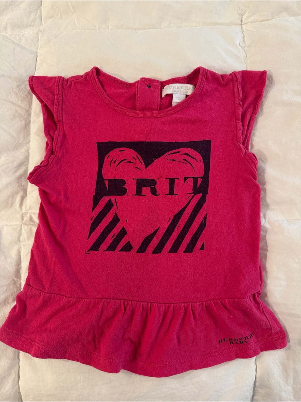 Burberry Pink Heart Graphic Ruffle Tee
